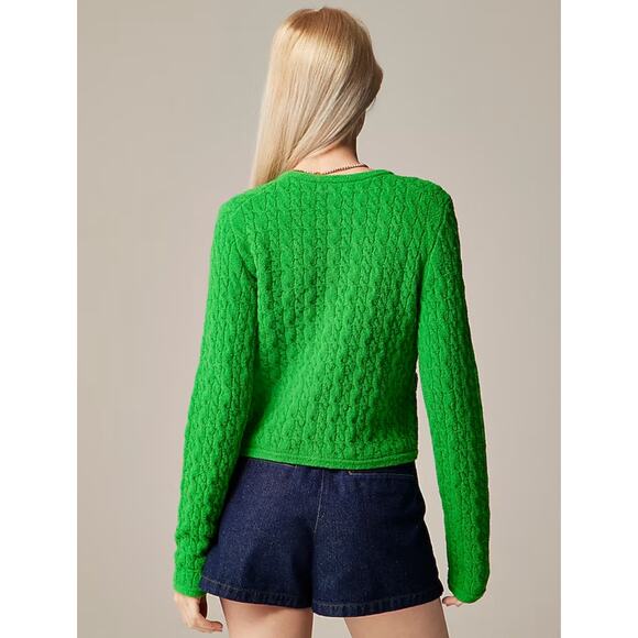 J.Crew Odette Cable Knit Sweater Lady Jacket Cotton Blend Boucle Green S NWT - Picture 4 of 14